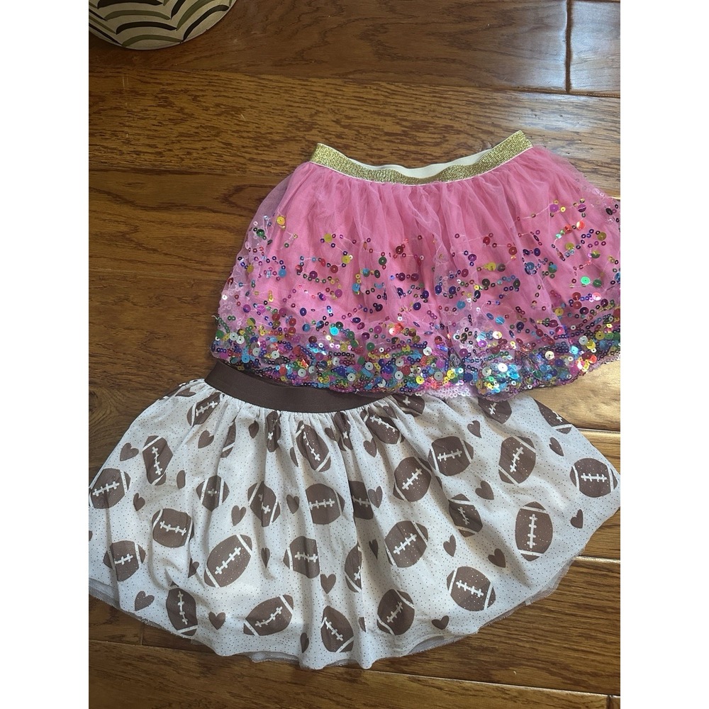 Sweet Wink Girls Lot of 2 Tutu Skirts Size 4-6Y Pink Sequins & Football Mesh